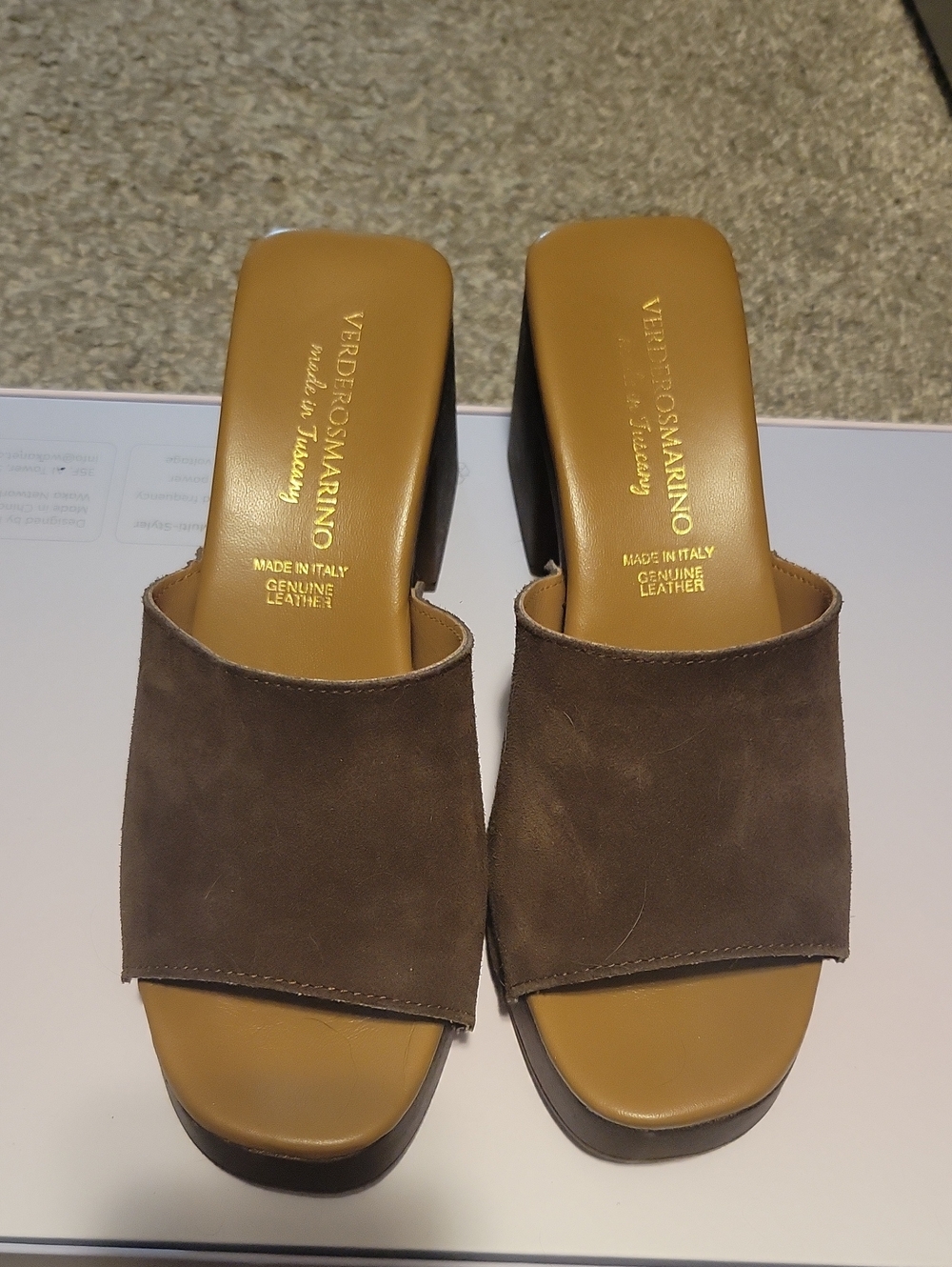 Brown Suede Slide Mules - Women's